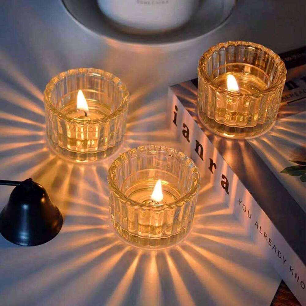 2Pcs Glass Tealight Candle Holder Small Clear Mini Candlestick Table Centerpiece Home Decorations For Wedding Festival Birthday H260310