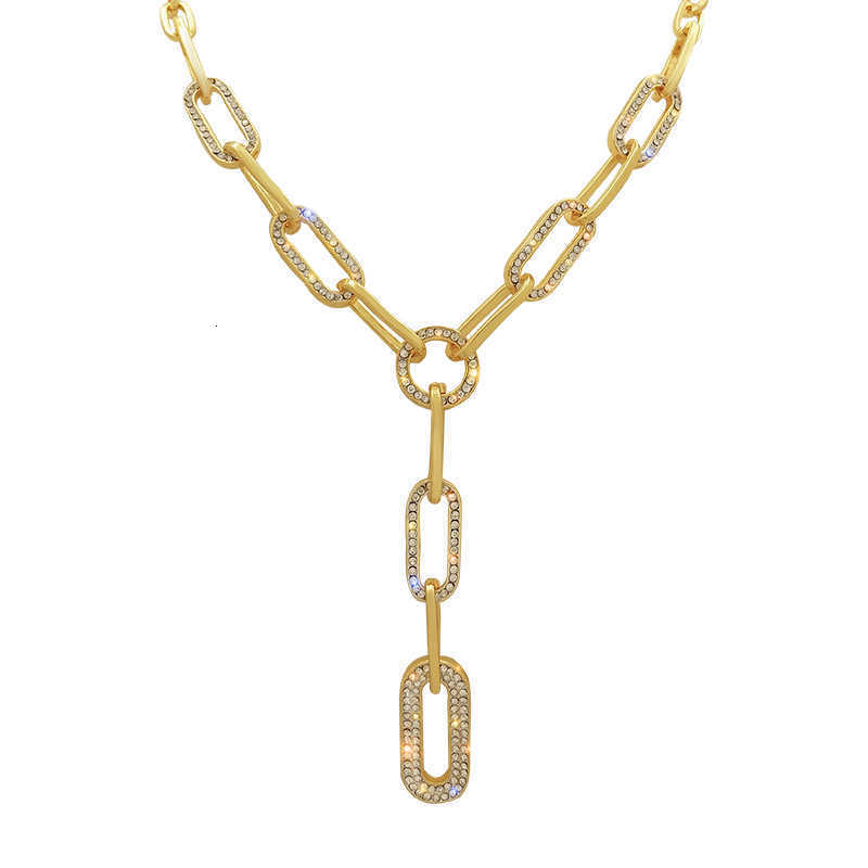 2026 New Designer Luxury Brand European And American Fashion Metal Y-shaped Stone Necklace Elegant And Exquisite Collarbone Chain Unique Niche Sweater - view 6