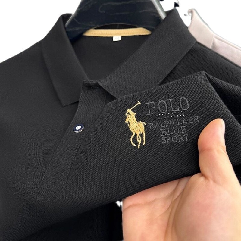 Luxury Brand Designer Clothes Turn-Down Collar Casual Solid Color Fashion Embroidery Imitation Cotton Summer Business New Men's Short Sleeve Polo