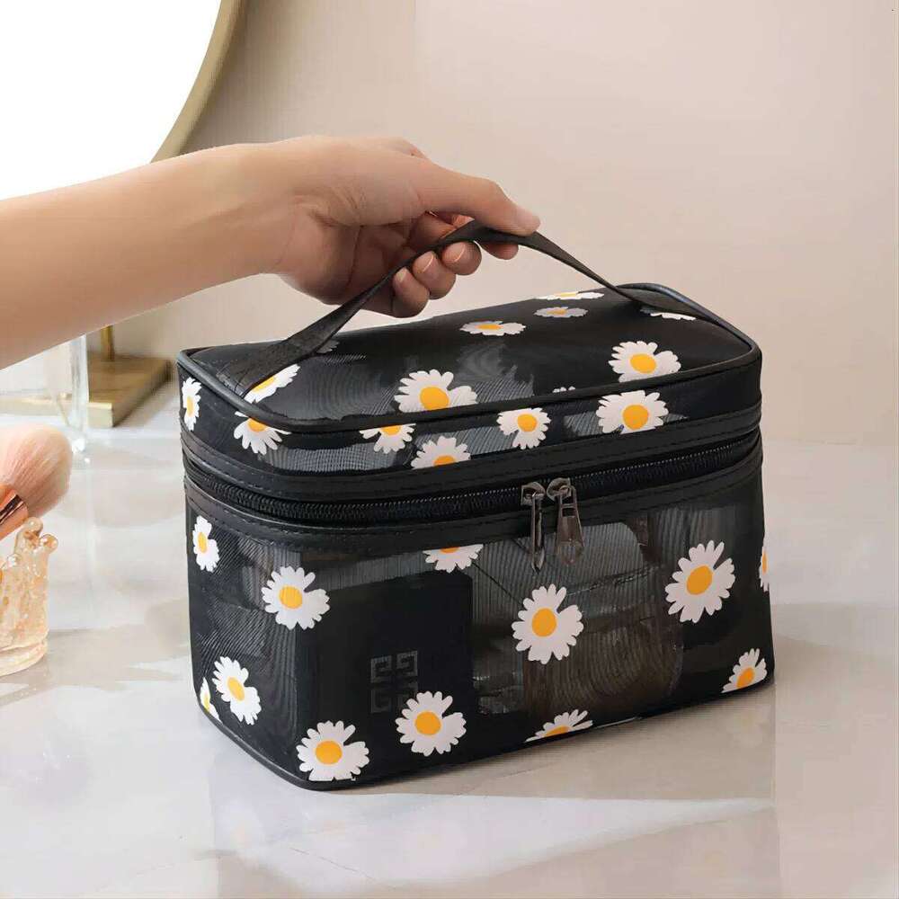 Gauze makeup Small daisies beach toiletry Travel women's simple storage Go out tote bag XJ260310