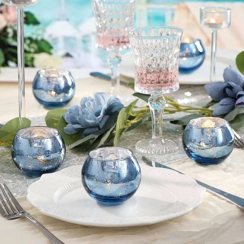 6/12 Pcs Assorted Votive Holders Mercury Tealight Candle Holder Glass Wedding Table Decorations for Home Birthday Party H260310