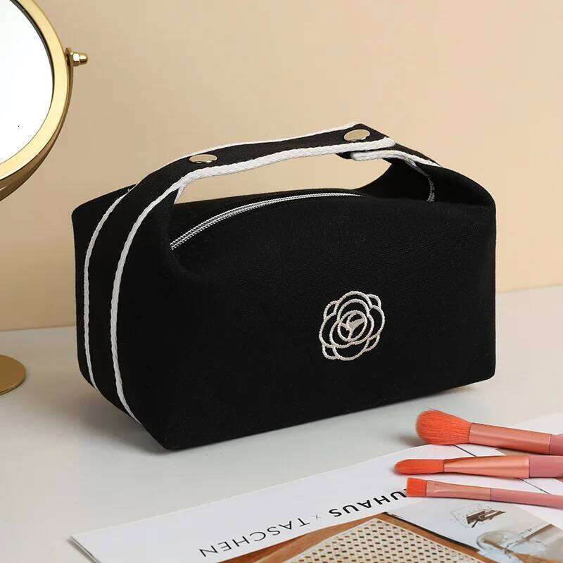 Women's canvas portable makeup luxury flower storage cosmetic organizer travel essential toiletry bag XJ260310