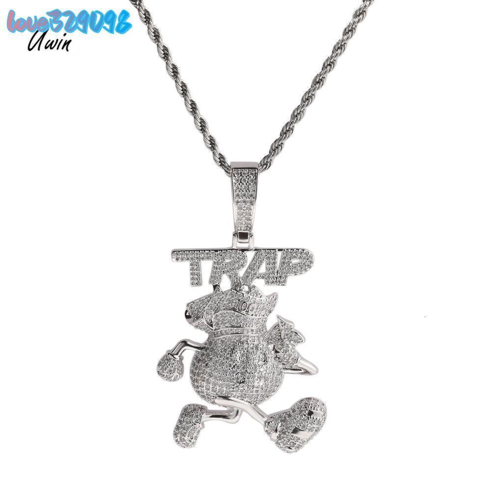 Fashion Pendent Jewelry TRAP Running Pouch Cartoon Pendent Necklace Hip Hop Jewelry for Men Jewelry Wholesale Price