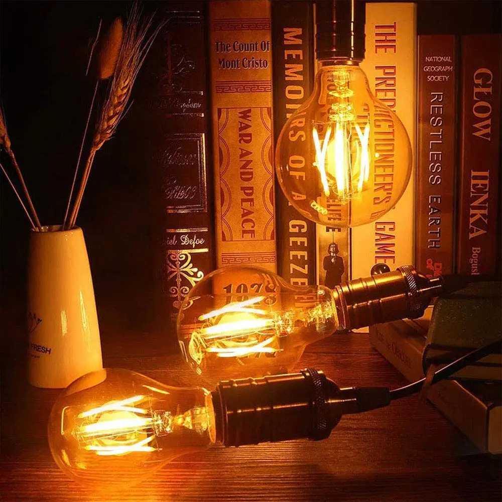 E27 Retro Edison LED Filament Bulb Lamp G80 Dimmable 220V Light Bulb 4W 8W Amber Glass Bulb Vintage Candle Light Home Decor H260310