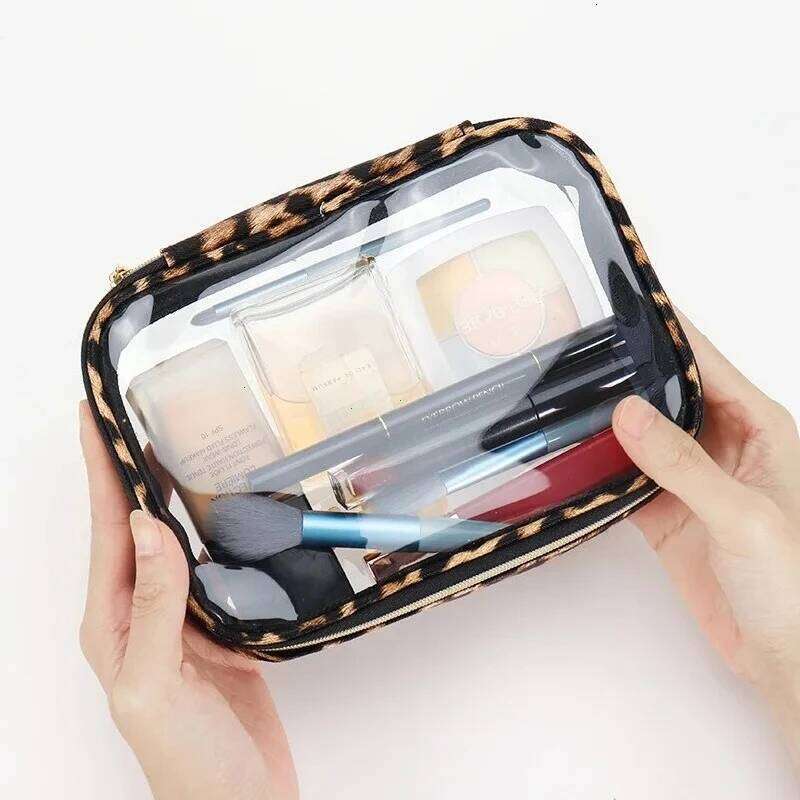 Waterproof Large Capacity Travel Organizer with Zipper Cosmetic Leopard Print Clear Makeup Bag 2025 XJ260310