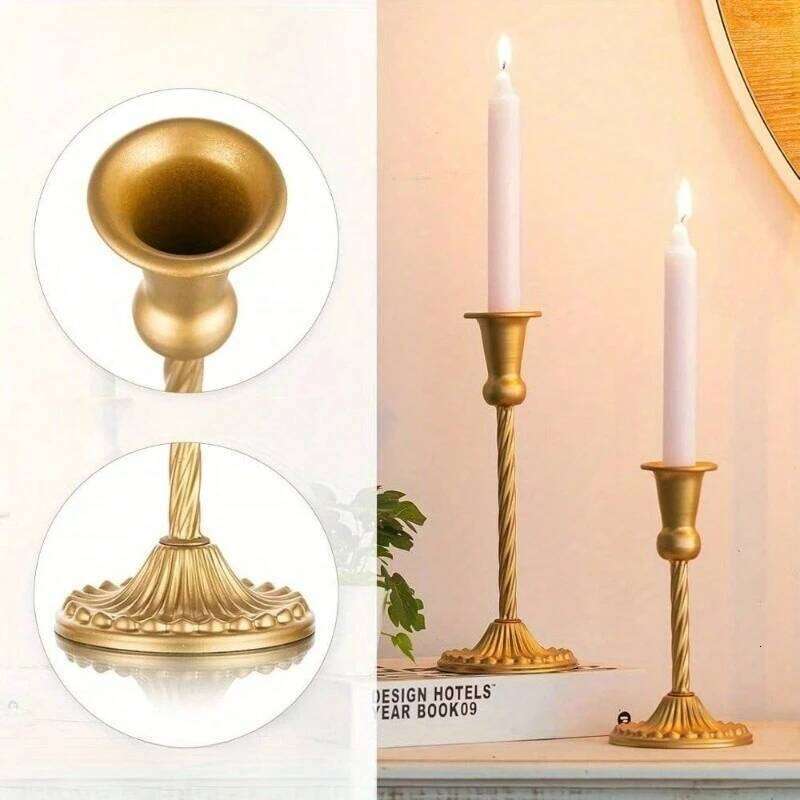 Metal Candle Holder Iron Art Candlestick Dining Table Wedding Romantic Decor Finish for Home and Office Party Ornaments H260310