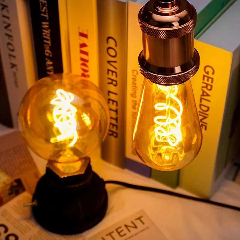 4Pcs Retro Dimmable LED Edison Bulb E27 E14 Gold Spiral Filament 4W Ampoule LED Lamp Incandescent Chandelier Decorative Lighting H260310
