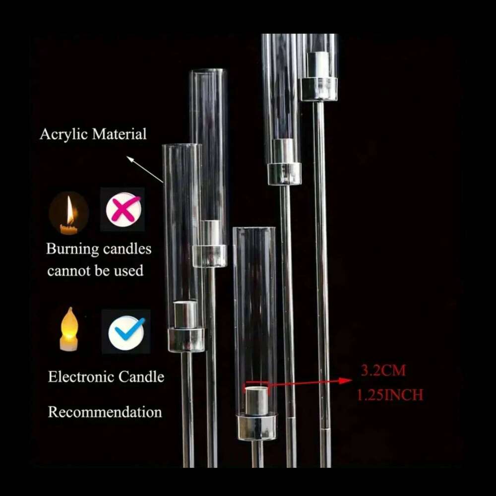 Elegant 1-piece Gold Metal 8-arm Candle Holder -A Tall Wedding Centerpiece, Multifunctional Dining Table Decoration, Suitable Fo H260310