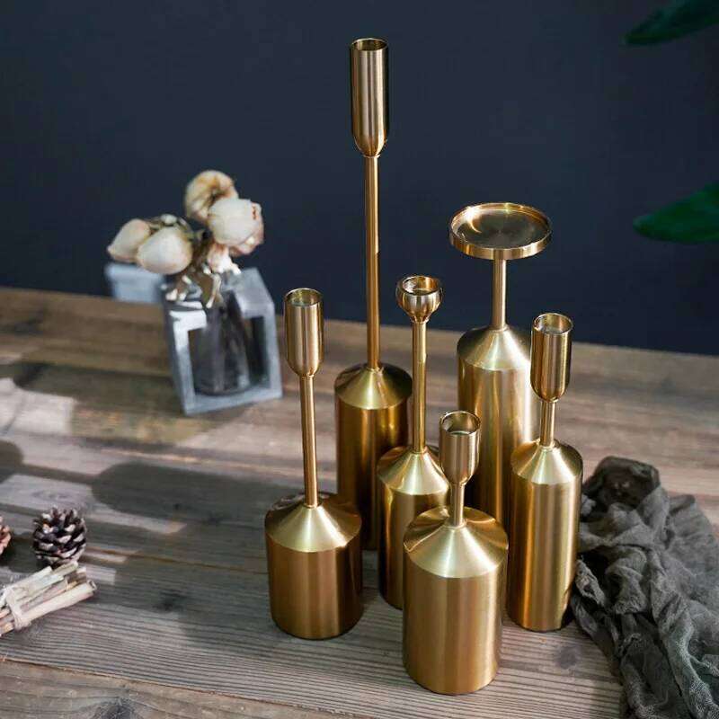Metal Gold Plated Candle Holders High Quality Pillar Wedding Home Decoration Candlestick Props H260310