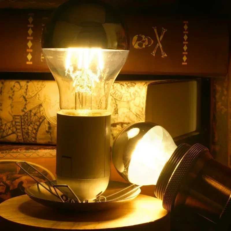 Mirror Silver Retro Edison LED Light Bulb E14 E27 4W G45 A60 ST64 G80 G95 Vintage Filament Lampada LED Lamp Warm White Lighting H260310