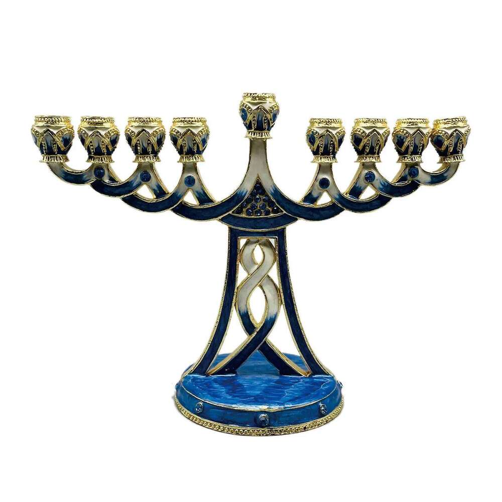 Antique Alloy Menorah Candelabrum 9 Branch Candlestick Candle Holder for Home Table Decor and Altar Display H260310