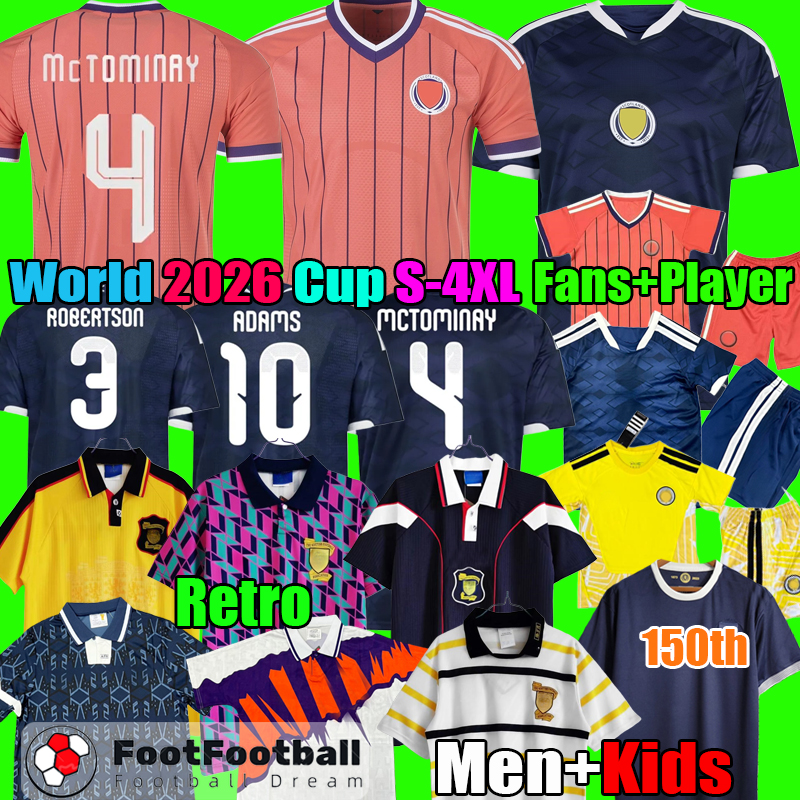 S-4XL 2026 Scotland Football Shirt 2026 Soccer Jerseys 2027 150th anniversary Retro 1991 1994 1998 1992 2002 World Camisetas de Futbol men Kids Kit uniforms set tops