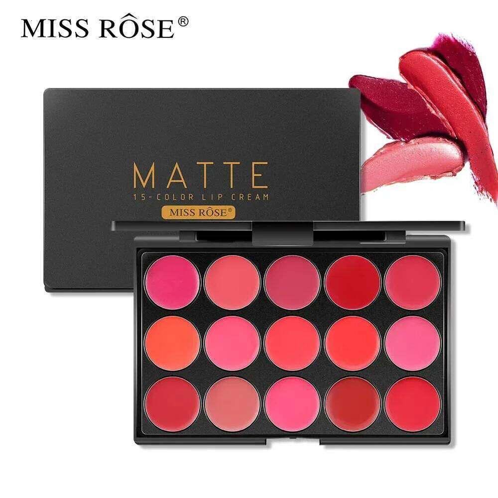 Miss Rose Velvet Matte Lip Cream Palette 15 Colors Long-Lasting Moisturizing Smooth Soft Lips Perfect Lipstick Set Z260310