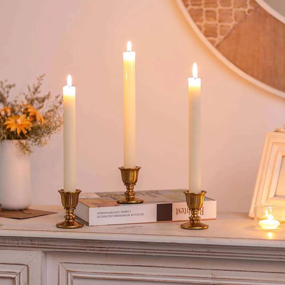 Vintage Candlestick Holders Brass,Taper Gold Candle Stick Victorian Style for Wedding Reception Christmas Decoration H260310