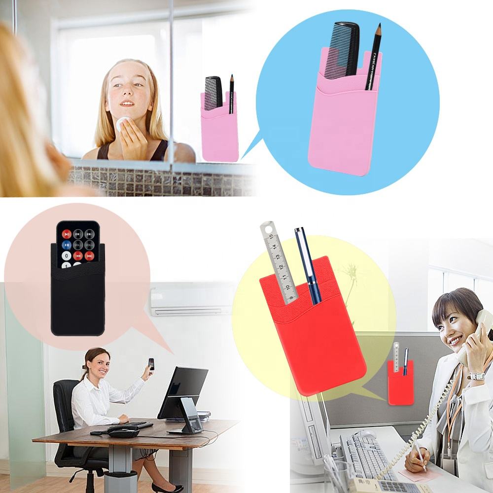 Silicone Phone Back Card Holder Glued to Mobile Phone Self-adhesive Mini Wallet Card Holder Credit Pocket