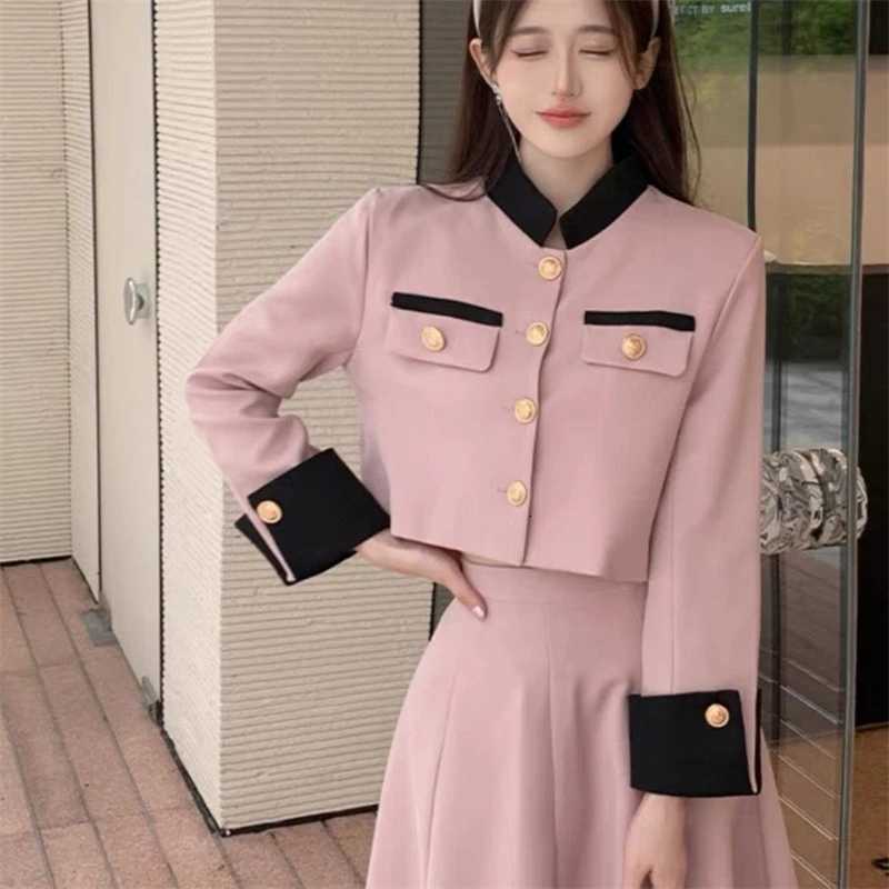 Spring and Autumn Fashion Set for Women Xiaoxiangfeng Two piece set of socialite temperament Short coat half body long skirtT260310