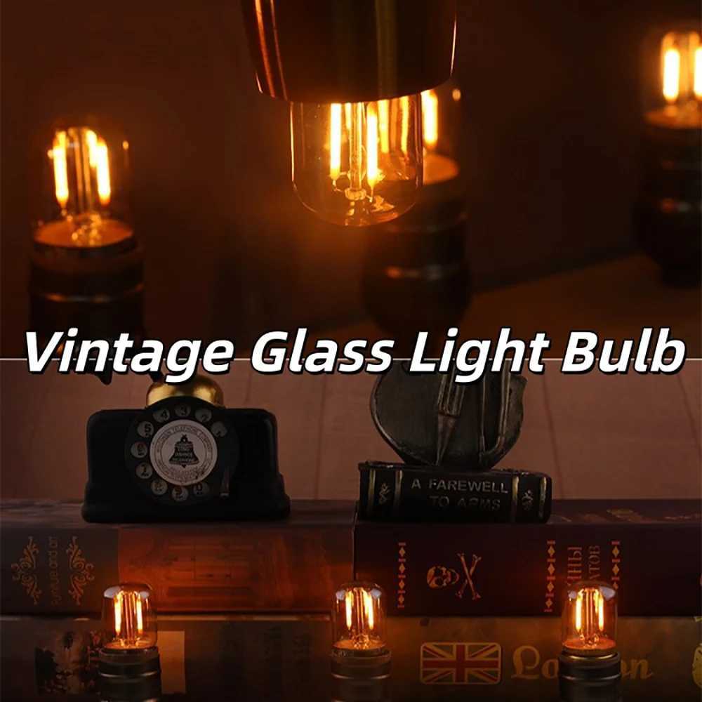 Mini E27 T28 Light Bulb Filament 1W 2200K Vintage Candle Light Ampoule Incandescent Spiral AC220V Lamp Glass Vintage Warm White H260310
