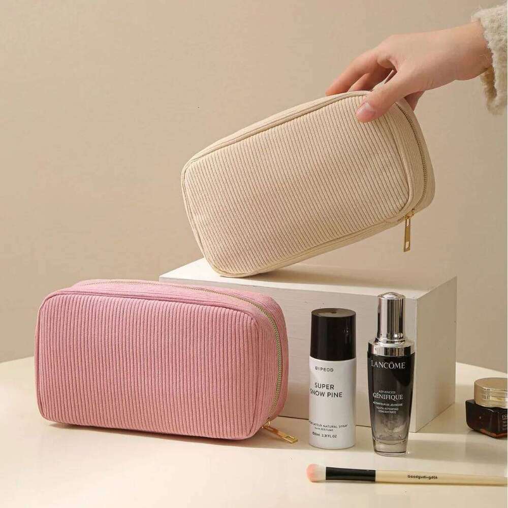 New minimalist corduroy hand in hand, large capacity travel cosmetics storage bag, makeup bag for women XJ260310
