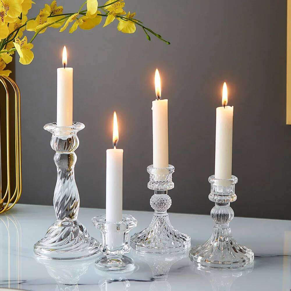 Novelty Glass Holder Nordic Decor Candlestick Romantic Candle Stand Desk Accessories Wedding Centerpieces Ornament Gifts H260310