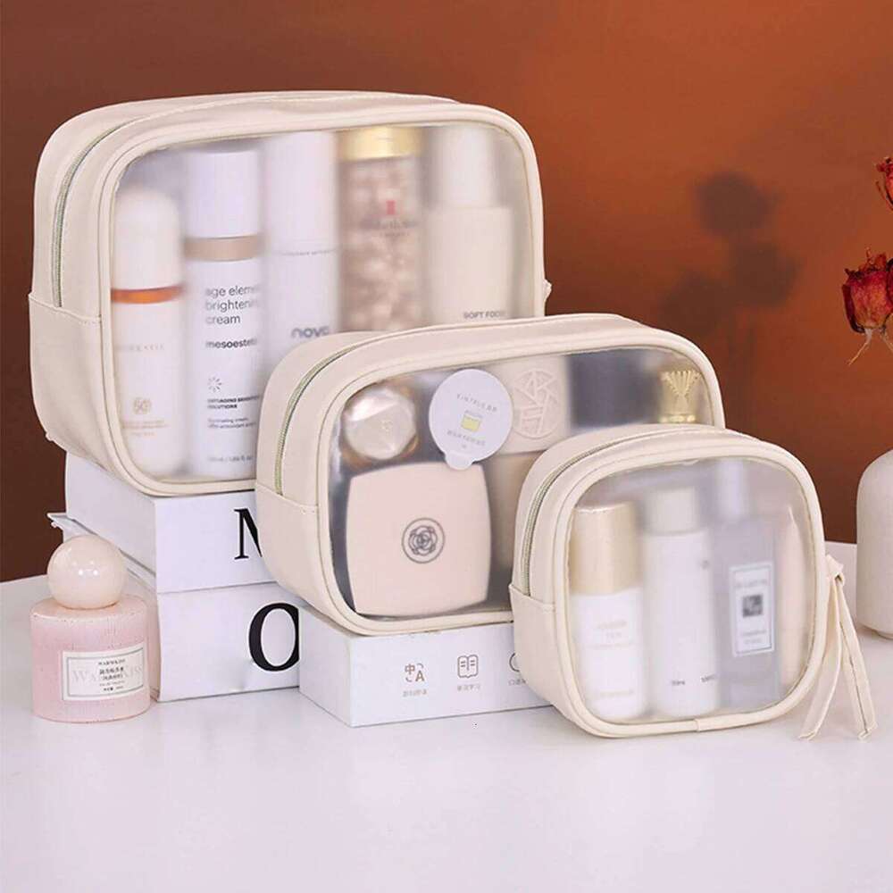 PVC Matte Semi Transparent Cosmetics Large Capacity Luxury Makeup Organizer Women's Travel Wash Bag Essentials XJ260310