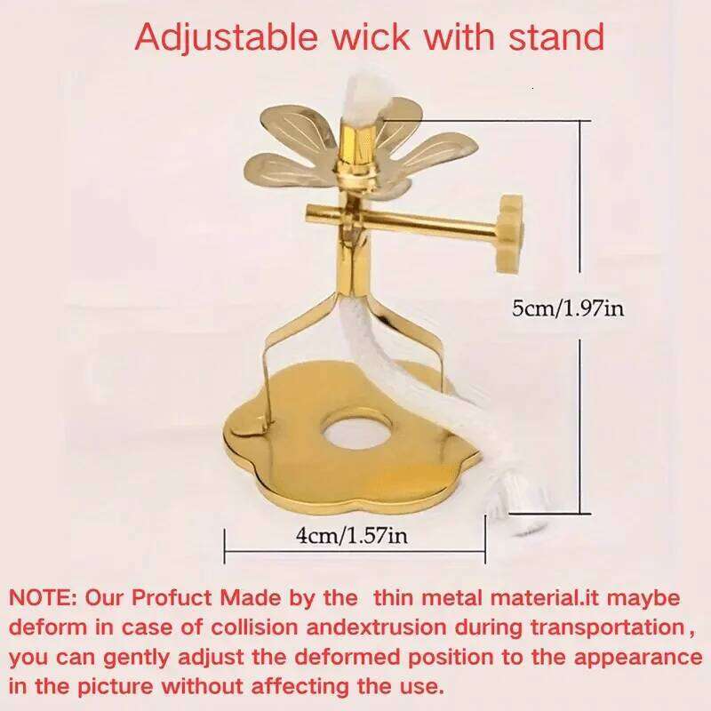 1pc Elegant Golden Candle Holder with Adjustable Wick - Heavy-Duty Candlestick, Tabletop Decor for Home,Office,Wedding, or Hotel H260310