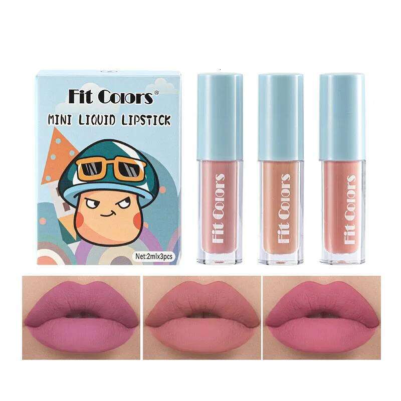 Cute Lipstick 3pcs/set Velvet Matte Waterproof Red Nude Black Stick Tint Makeup Mini Gloss Kit Plumping Lip Oil Set Z260310