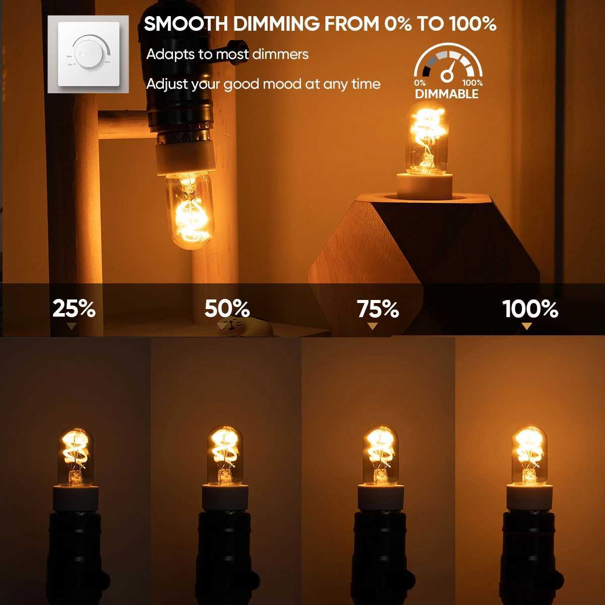 T22GS Tubular Led Bulb 15W Spiral Filament Mini Light Lamp E14 Base 220v 2200K Warm Yellow Amber Glass Pendant Chandelier Bulb H260310