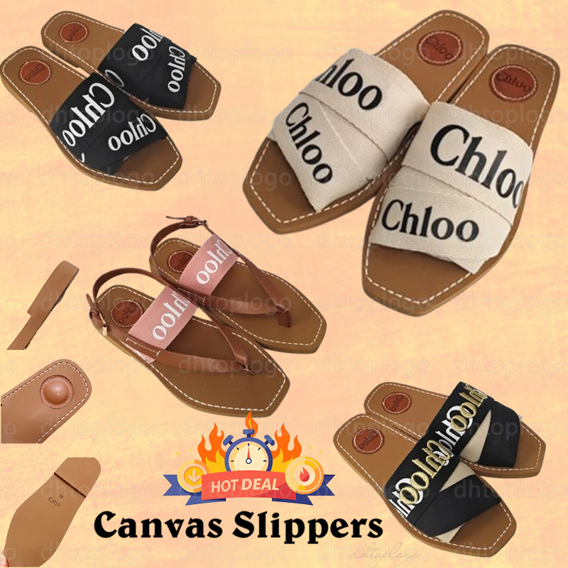 Luxury Sandals Flat Slides Designer Canvas Slippers Womens sandal sandale shoes casual bottom summer flat flip flops women