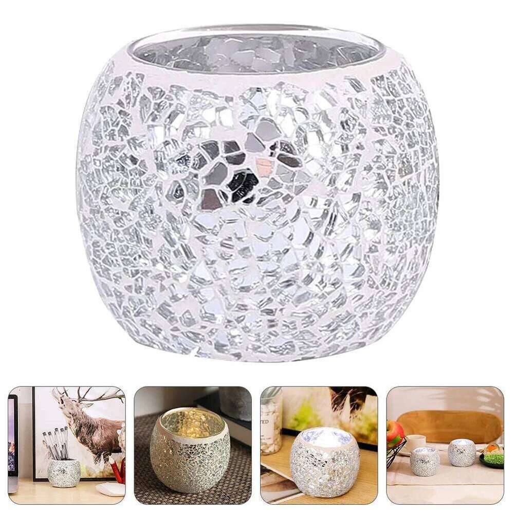 Glass Mosaic Pattern Stand DIY Gift Holder for Festival Decoration Candlestick H260310
