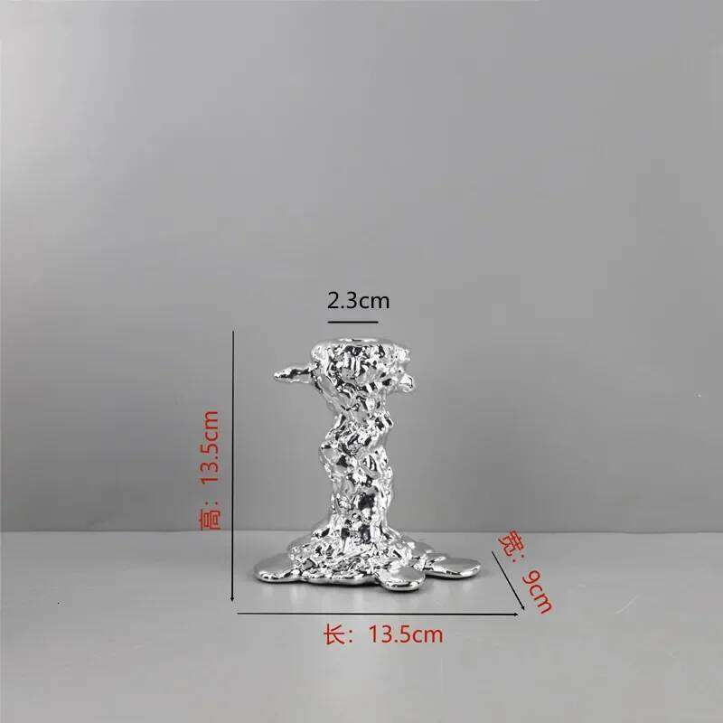 Modern Minimalist Electroplated Silver Resin Candle Holder, Centerpiece of Living Room Dining Table, Home Decoration Ornament H260310