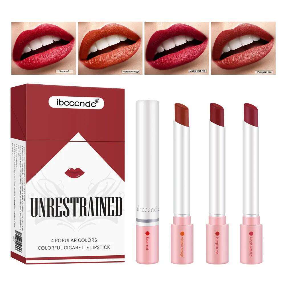 Colors Cigarettes 4 Lasting Stick Waterproof Pack Lip Set Long Matte Transparent Lipstick Valentine's Day Gift Z260310