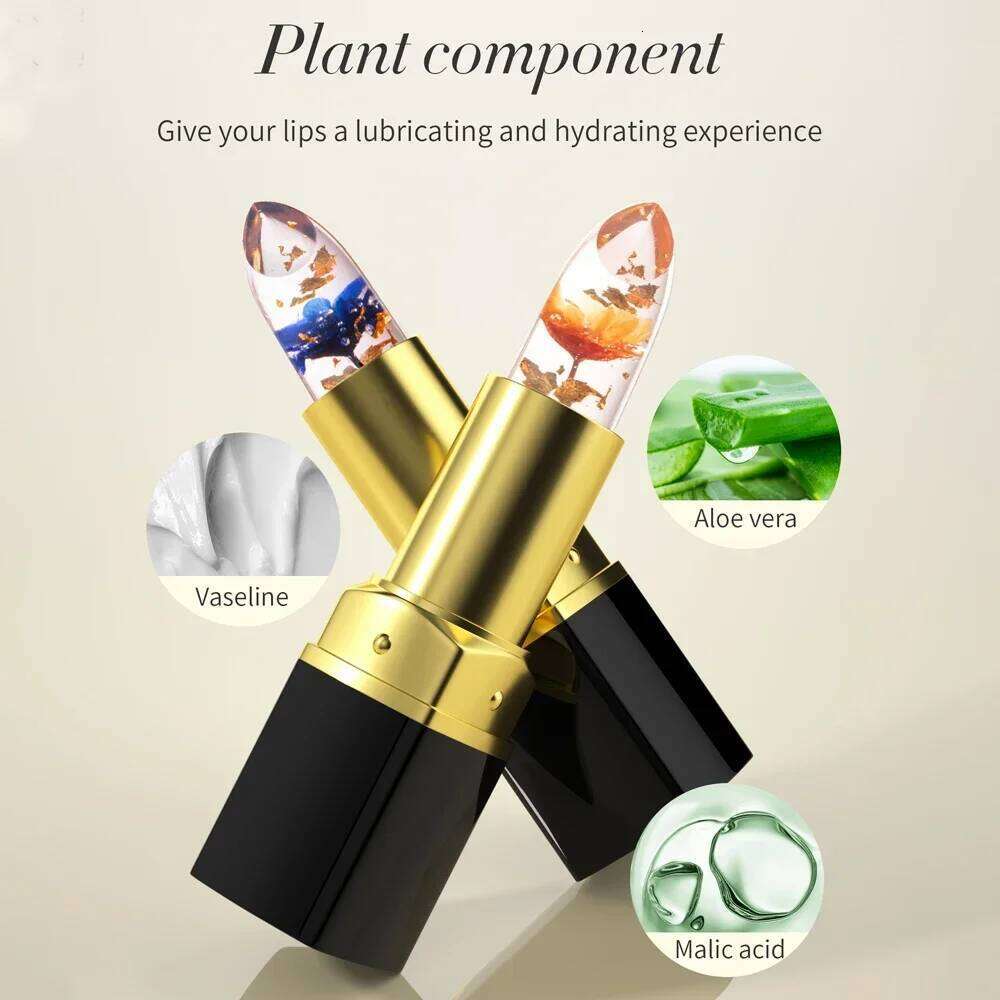 Long Lasting Temperature Color Changing Lip Balm Crystal Jelly Flower Lipstick Gloss Transparent Moisturize Lips Makeup Cosmetic Z260310