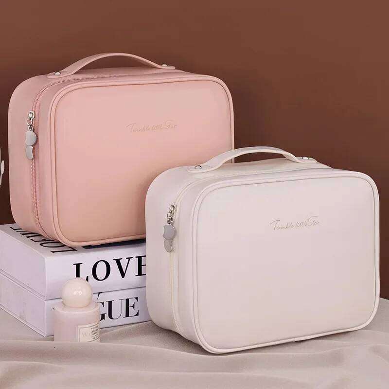 Makeup PU Leather Double Layer Clear Cosmetic Bag Large Capacity Luxury Cosmetics Organizer Women's Travel Essentials XJ260310