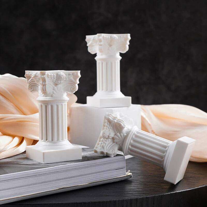 Roman Pillar Greek Column Statue Pedestal Candlestick Stand Figurine Sculpture Indoor Home Dinning Room Decor H260310
