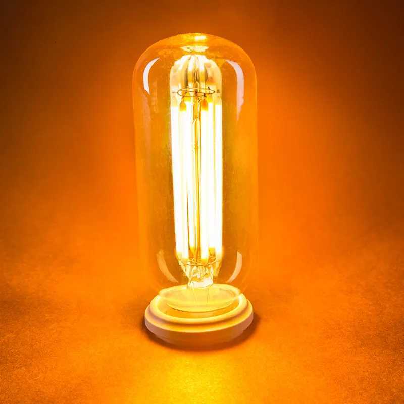 Vintage T45 Dimmable LED Long Tube Bulb 6W E27 110V 220V 2200K Warm Yellow Filament Tubular Lamp For Chandelier Pendant Lighting H260310