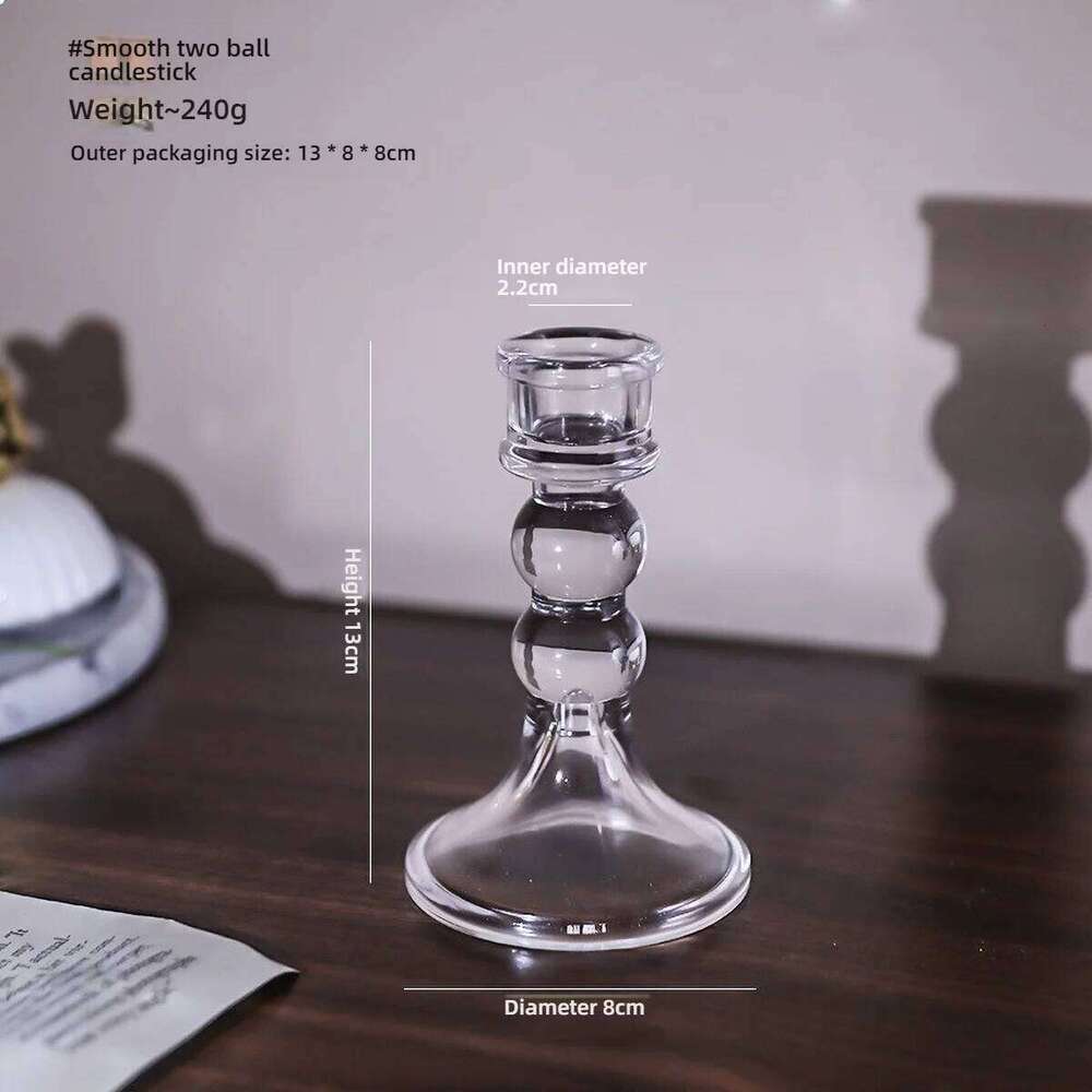 Glass Candle Wick Holder Clear Pillar Table Design Candlestick for Dining Decor H260310