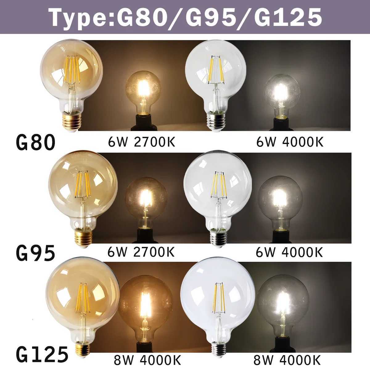 3pcs Retro Led Light Bulb E27 B22 E14 C35 A60 ST64 AC220-240V Edison Filament Bulb Vintage Warm Glass Lamp Lighting Indoor light H2603101