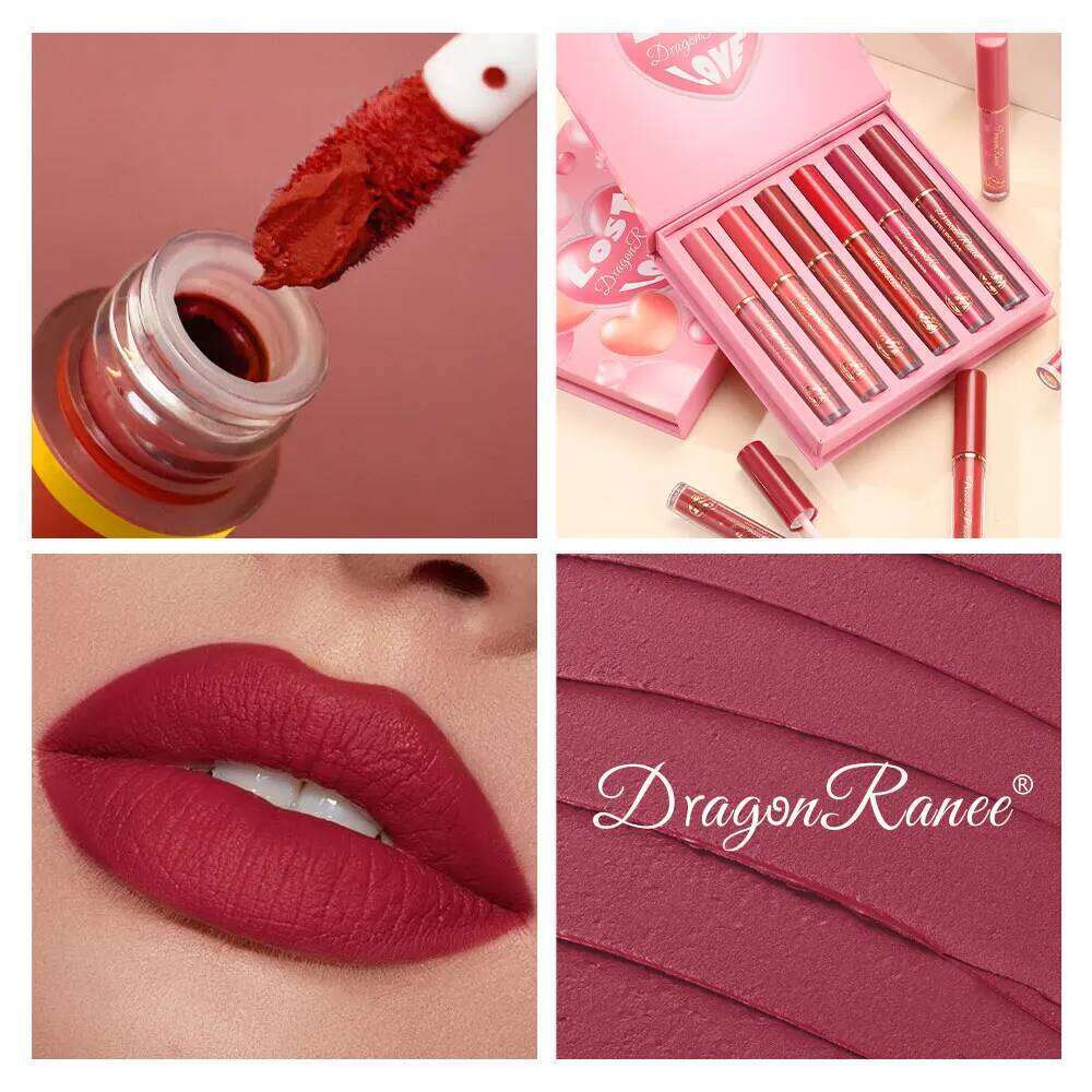 Six-Piece Set, Matte Finish, Delicate Easy to Apply, Non-Stick, Waterproof Sweat-Proof, Versatile for Daily Use, Lip Gloss and Lipstick Set Z260310