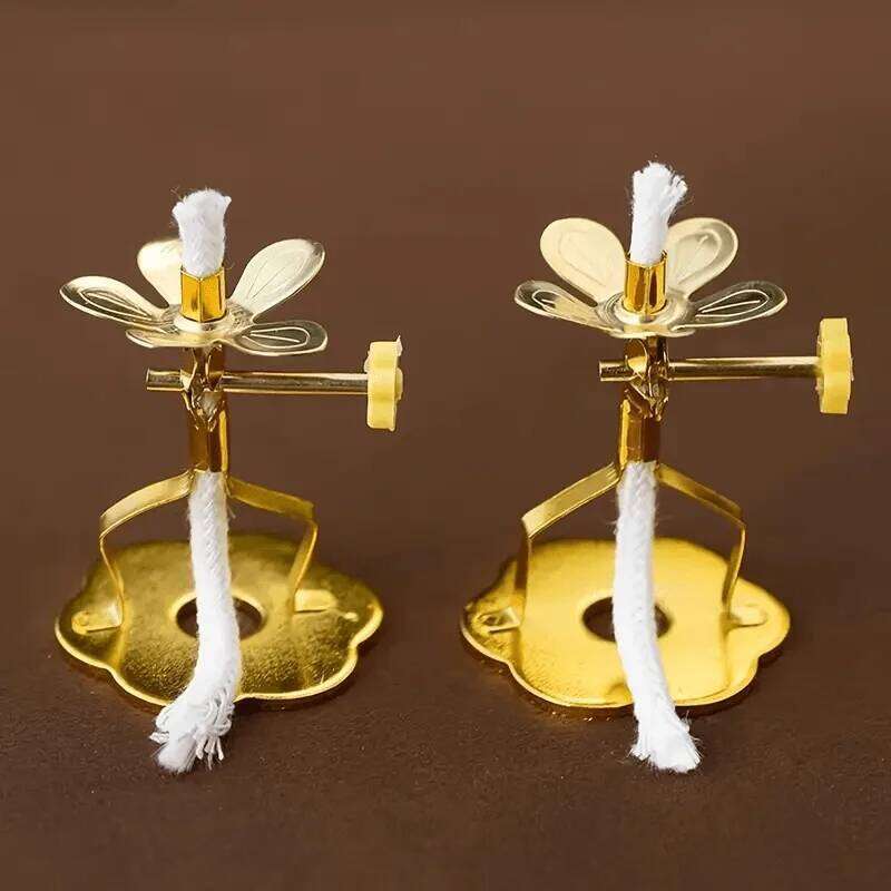 1pc Elegant Golden Candle Holder with Adjustable Wick - Heavy-Duty Candlestick, Tabletop Decor for Home,Office,Wedding, or Hotel H260310