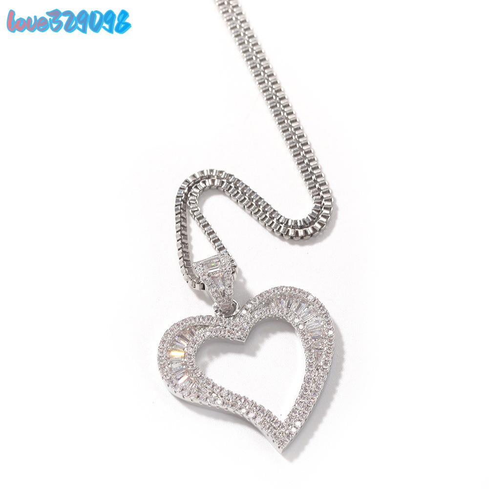 Mini Hollow Heart Pendant Iced Out Bling Charm With Box Chain Statement Necklace Men Women Hip Hop Chains for Jewelry Gift