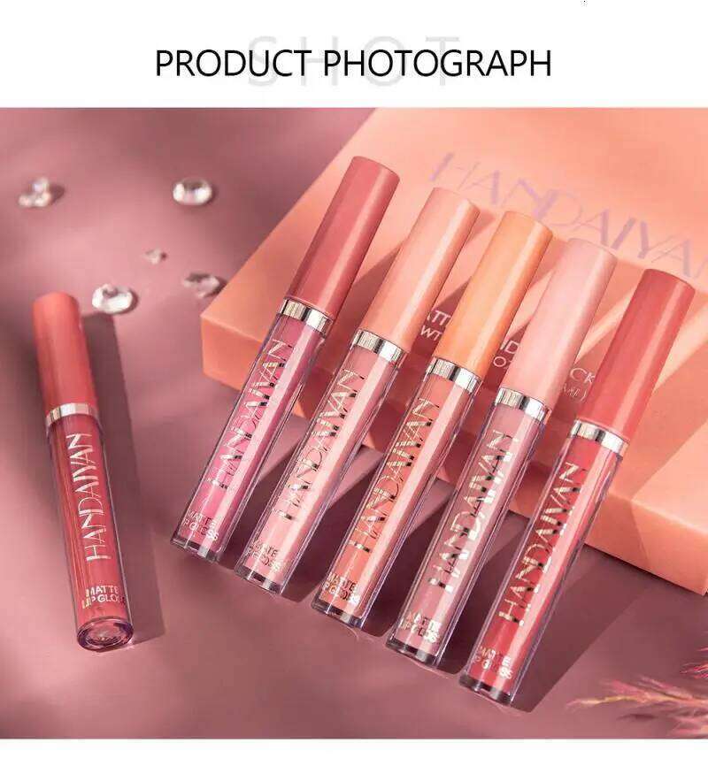 HANDAIYAN Matte Liquid Lipstick Velvet Pigments Gloss Waterproof Moisturizer Nonstick Cup Lip Tint Beauty Cosmetics TSLM1 Z260310
