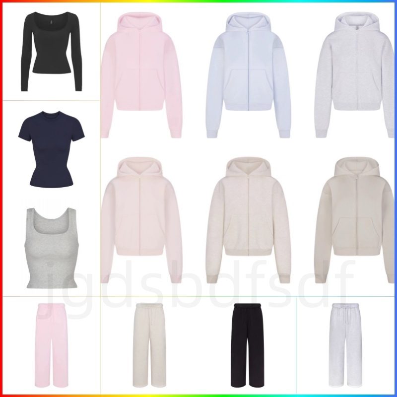 Sets Women's Set Outfit Classic ZipUp Hoodie Pink Jacket Full Zip + Pants Sweatpants Sweat Long Clothes Outfit Sports Sportswear Yoga S-L