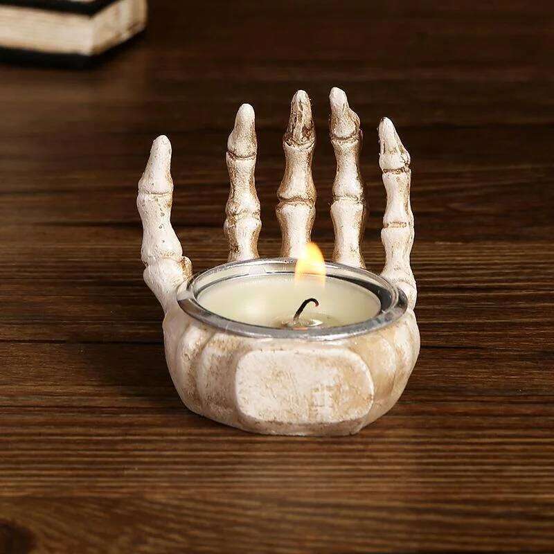 Candlestick Ornaments Resin Skull Halloween Desktop Porch Decoration Gifts Candle Holders Decor for Table H260310