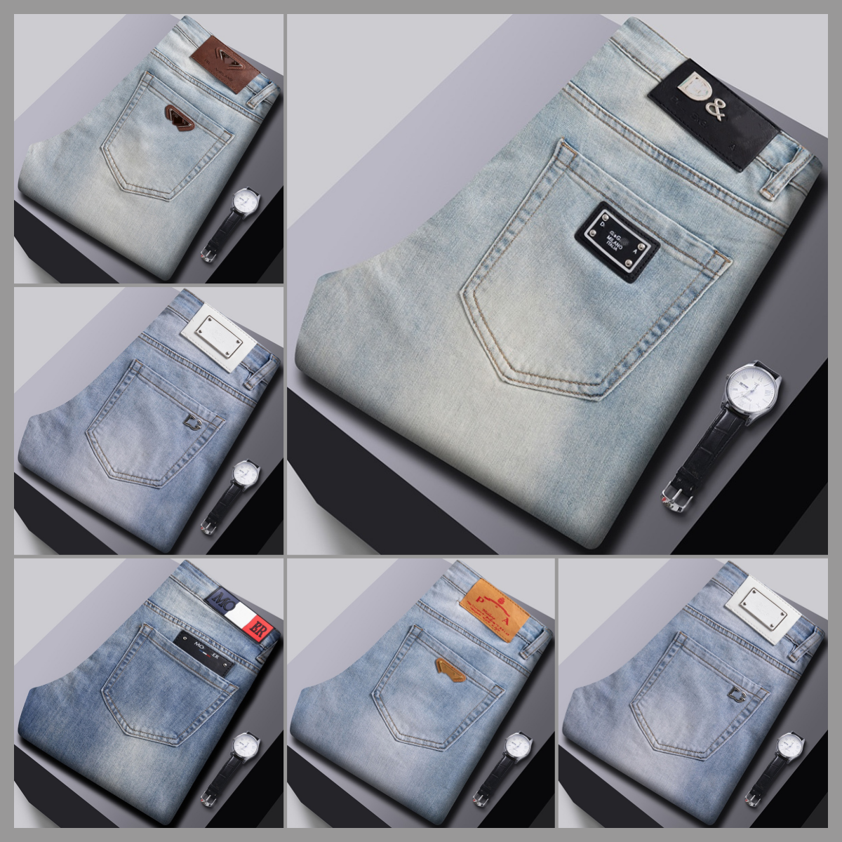 Designer Jeans For Men Business Trendy Brand Slim Fit Cotton Comfort Pencil Pants Letter Printing Top Quality Casual Jean Trousers