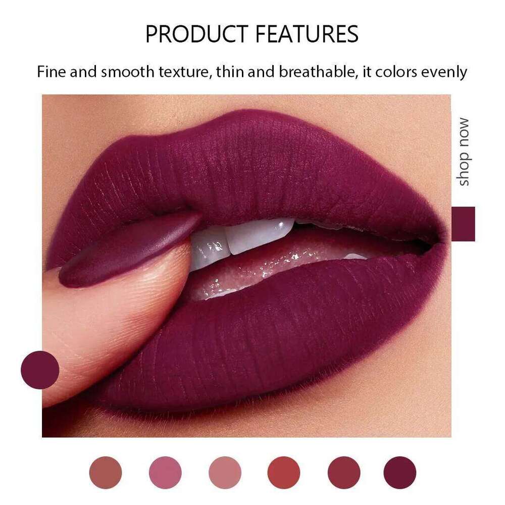 6 Colors Sexy Matte Lipstick Waterproof Long Lasting Color Rendering Non-stick Velvet Lips Liner Pencil Woman Makeup Cosmetics Z260310
