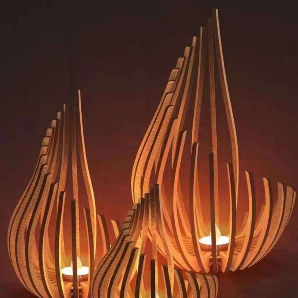 Wooden Tea Light Holder Elegant Modern Minimalist Candleholder For Yoga-Studio H260310