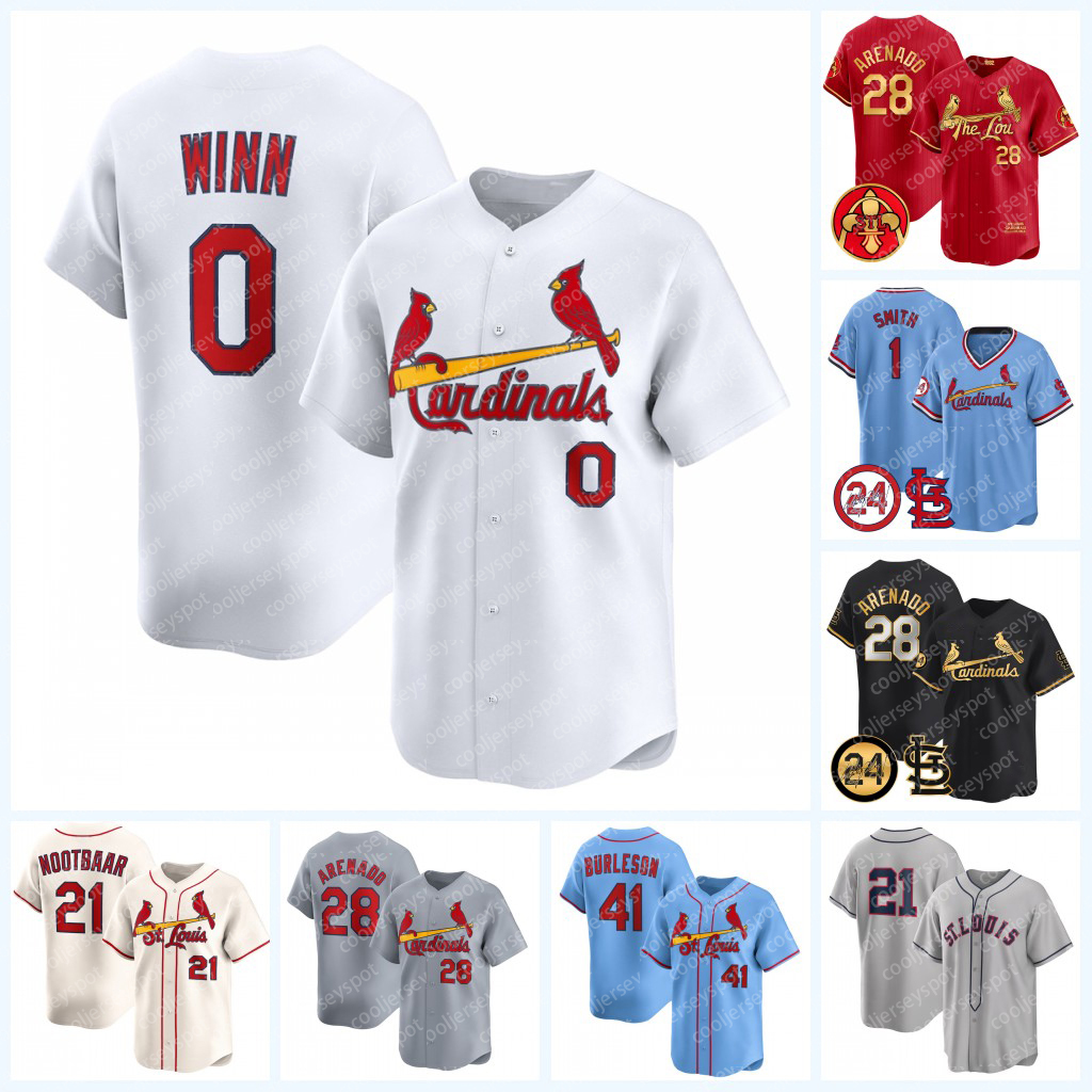 Masyn Winn Cardinalss Baseball Jerseys Lars Nootbaar Nolan Arenado Alec Burleson Walker Dobbins Ozzie Smith Sonny Gray Albert Pujols 0 21 5 28
