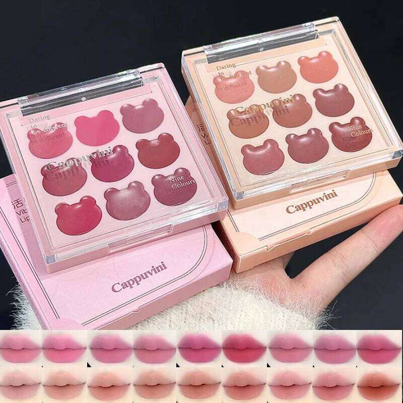 Cappuvini 9 Colors Velvet Lip Mousse - Matte & Natural Finish, Long-Lasting Non-Drying, Cute Bear Design for Youthful Look, Z260310