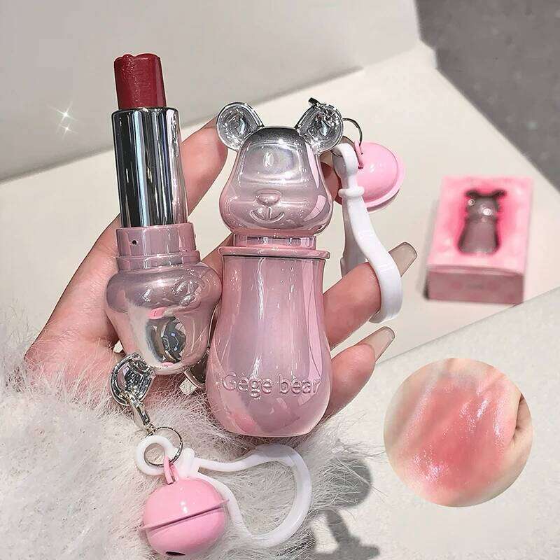 Gege Moist Glow Lipstick - Cute Bear Design, Hydrating Glassy Lips, Korean Transparent Finish Z260310