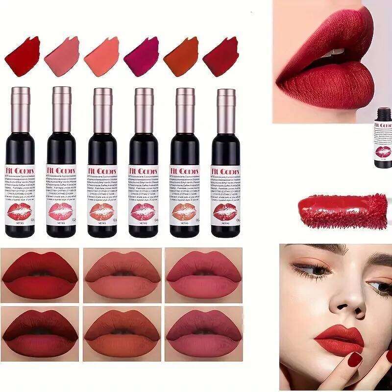 Red Wine Bottle Design Gloss,Velvet Matte Gloss Liquid Lipstick, High Colour Development,for Natural Lip Makeup Z260310